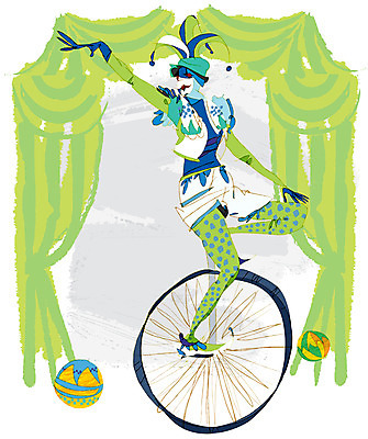 EPS 문화 예술 백그라운드 일러스트 공 문화예술 한명 사람 성인 공연 무대 커튼 피에로 묘기 서커스 외발자전거 성인만 국내일러스트 1 이벤트 자전거 파일형식 벡터