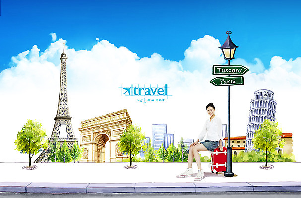 전신 PSD 나무 식물 구름 편집 편집이미지 해외풍경 해외 여자 여행 가로등 가방 하늘 거리 한명 미소 웃음 사람 앉기 성인 캐리어 여행가방 표지판 에펠탑 가로수 피사의사탑 개선문 여자만 여자한명만 성인여자만 성인만 이미지편집 자연요소 1 잡화 공공시설 모션 알림판 표정 풍경 이탈리아 세계문화유산 파리 랜드마크 파일형식