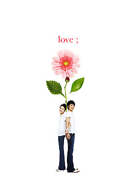 전신 PSD 식물 편집 편집이미지 커플 여자 남자 꽃 분홍색 사랑 서기 미소 웃음 사람 이벤트 성인 두명 옆모습 등맞대기 거베라 과꽃 성인만 이미지편집 감정 뷰포인트 컬러 관계 모션 표정 파일형식