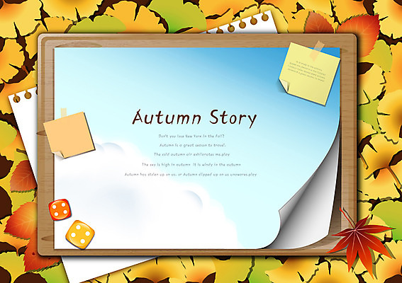 EPS 사계절 종이 백그라운드 단풍 낙엽 잎 일러스트 나뭇잎 풍경 사람없음 가을 메모지 판넬 오브젝트 주사위 연습장 은행잎 가을배경 국내일러스트 식물 계절 사무용품 공책 파일형식 벡터 가을_계절