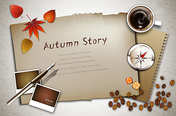 EPS 사계절 종이 커피 백그라운드 단풍 낙엽 잎 일러스트 나뭇잎 풍경 사람없음 펜 만년필 공책 원두 가을 빈티지 차 나침반 커피잔 찻잔 오브젝트 주사위 연습장 폴라로이드사진 가을배경 국내일러스트 식물 계절 음료 컨셉 문구용품 잔 필기구 폴라로이드 파일형식 벡터 가을_계절