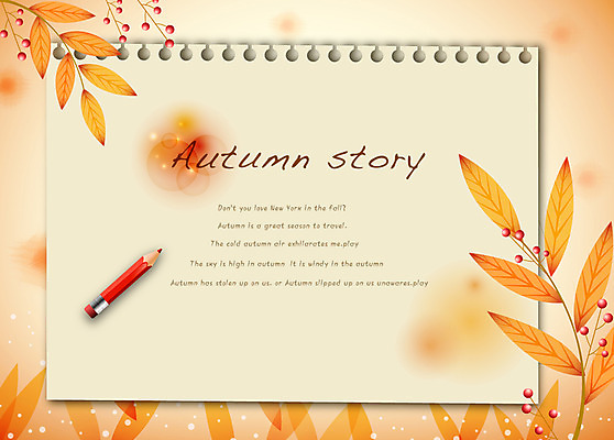 EPS 식물 사계절 열매 백그라운드 단풍 잎 일러스트 색연필 풍경 사람없음 연필 공책 가을 오브젝트 연습장 가을배경 국내일러스트 계절 문구용품 학용품 필기구 파일형식 벡터 가을_계절