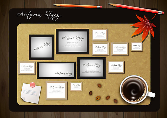 EPS 사계절 커피 백그라운드 단풍 일러스트 문구용품 알림판 풍경 사람없음 필기구 연필 원두 가을 메모지 차 커피잔 찻잔 알림 오브젝트 가을배경 국내일러스트 계절 음료 잎 학용품 잔 사무용품 파일형식 벡터 가을_계절