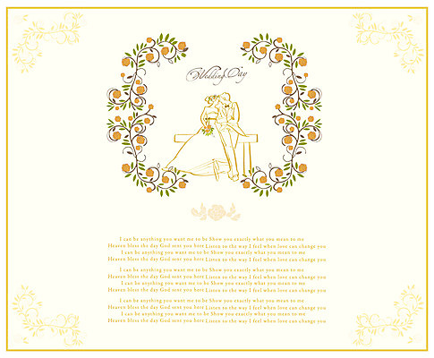 EPS 템플릿 여자 남자 꽃 신부 선 신랑 결혼 꽃무늬 카드템플릿 프레임 틀 두명 장식 빈티지 청첩장 초대 이미지템플릿 카드프레임 식물 컨셉 무늬 카드_감사 사람 이벤트 파일형식 벡터