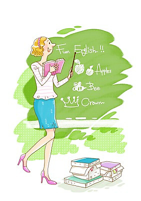 PSD 알파벳 영어 여자 어린이교육 교육 일러스트 교과목 수업 영어교육 한명 서기 사람 성인 책 교사 칠판 지시봉 여자만 여자한명만 성인여자만 성인만 국내일러스트 직업 문자 1 모션 파일형식