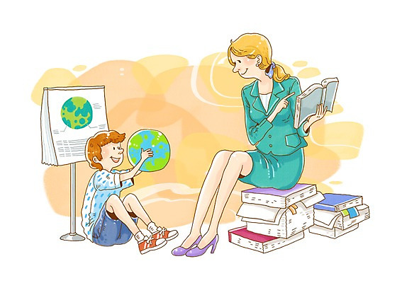 PSD 여자 어린이교육 교육 종이 지구 어린이 과학 지도 일러스트 교과목 수업 설명 미소 웃음 사람 앉기 소년 성인 두명 책 지구본 교사 발표 과학교육 지구과학 국내일러스트 직업 남자 모션 표정 파일형식