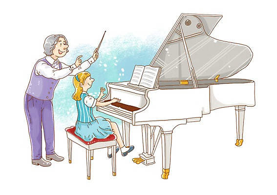 PSD 여자 어린이교육 교육 어린이 악기 음악 지도 연주 일러스트 수업 미소 웃음 사람 소녀 성인 두명 교사 건반 피아노 악보 음악교육 지휘봉 그랜드피아노 지휘 레슨 여자만 국내일러스트 직업 문화예술 표정 건반악기 파일형식