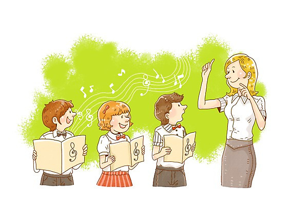 PSD 여자 어린이교육 교육 어린이 음악 지도 음표 일러스트 노래 교과목 수업 미소 웃음 사람 소녀 소년 여러명 교사 악보 음악교육 합창 어린이만 국내일러스트 직업 기호 남자 다수 문화예술 표정 파일형식