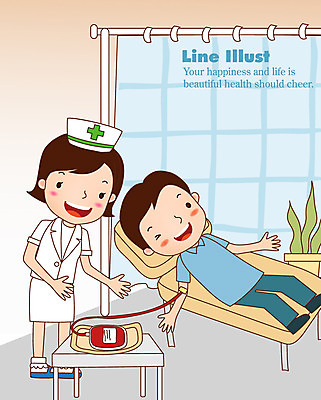 EPS 전신 여자 남자 어린이 라인일러스트 일러스트 의학 서기 미소 웃음 사람 소년 성인 치료 눕기 간호사 침대 혈액 헌혈 국내일러스트 캠페인 가구 모션 표정 의료진 봉사 파일형식 벡터