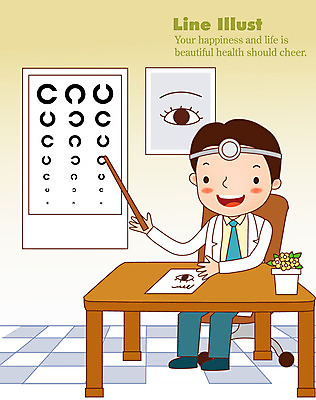 EPS 남자 화분 의자 라인일러스트 일러스트 의학 병원 한명 미소 웃음 사람 앉기 성인 치료 의사 표 책상 검사_조사 시력 지시봉 안과 시력검사 시력검사표 안구 남자만 남자한명만 성인남자만 성인만 국내일러스트 1 가구 모션 그래프 표정 신체부위 의료진 파일형식 벡터