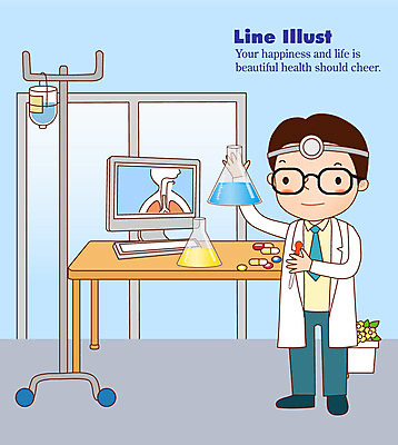 EPS 전신 남자 라인일러스트 일러스트 의학 병원 실험 한명 서기 미소 웃음 사람 성인 치료 컴퓨터 알약 약 모니터 의사 연구실 실험실 스포이트 링거 책상 삼각플라스크 남자만 남자한명만 성인남자만 성인만 국내일러스트 1 가구 의료기기 모션 표정 전자제품 의료진 플라스크 피펫 파일형식 벡터