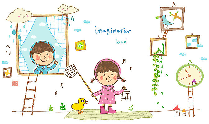 EPS 전신 동물 구름 여자 남자 어린이 시계 액자 일러스트 창문 상상 조류 주택 오리 서기 미소 웃음 사람 소녀 소년 두명 친구 판타지 비 빗방울 벽시계 어린이상상 채집망 기념사진 어린이만 동심 국내일러스트 자연요소 관계 모션 날씨 표정 건물 비_날씨 파일형식 벡터