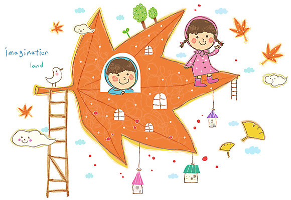 EPS 식물 동물 구름 여자 남자 어린이 단풍 낙엽 잎 일러스트 사다리 창문 상상 조류 나뭇잎 주택 미소 웃음 사람 앉기 소녀 소년 두명 친구 판타지 새싹 은행잎 어린이상상 어린이만 동심 국내일러스트 자연요소 관계 모션 표정 건물 도구 파일형식 벡터