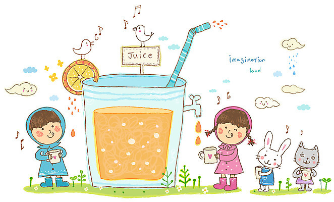 EPS 전신 동물 구름 여자 남자 음료 어린이 과일 일러스트 포유류 상상 조류 빨대 서기 미소 웃음 사람 소녀 소년 잔디 초원 두명 컵 친구 판타지 고양이 주스 토끼 빗방울 레몬 수도꼭지 어린이상상 어린이만 동심 국내일러스트 자연요소 식물 식기 관계 모션 표정 반려동물 비_날씨 파일형식 벡터