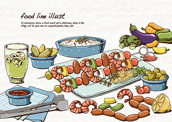 PSD 접시 음료 음식 채소 라인일러스트 일러스트 방울토마토 밥 가지 피망 새우 집게 사람없음 소시지 꼬치 브로콜리 레몬 허브 올리브 냅킨 햄 레시피 꼬치요리 미니파프리카 국내일러스트 식물 식기 열매 토마토 과일 육류 갑각류 요리 가공식품 파일형식