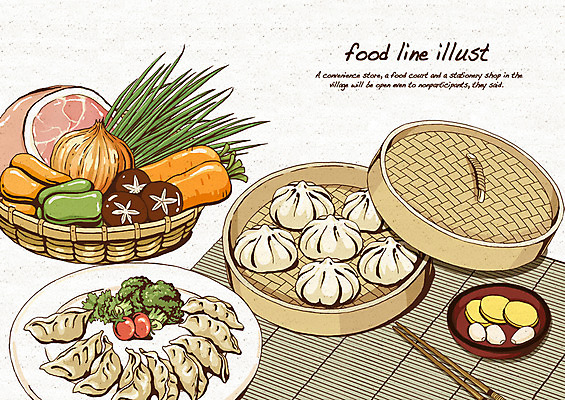 PSD 접시 음식 토마토 채소 라인일러스트 일러스트 식재료 젓가락 양파 피망 육류 사람없음 중식 버섯 당근 식탁보 브로콜리 만두 단무지 레시피 파 락교 찜기 테이블매트 국내일러스트 식기 주방용품 뿌리채소 수저 염교 파일형식