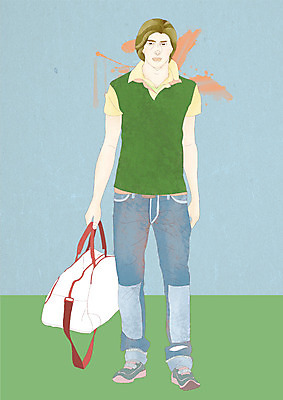 전신 PSD 모델 라이프스타일 패션 남자 벽 맨라이프 포즈 가방 일러스트 한명 서기 사람 성인 라이프 캐주얼 페인트칠 그림 개성 남자만 남자한명만 성인남자만 성인만 국내일러스트 1 잡화 옷 모션 페인팅 생활 파일형식