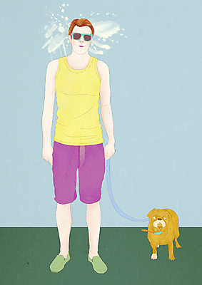 전신 PSD 동물 모델 라이프스타일 패션 남자 벽 맨라이프 포즈 일러스트 포유류 한명 서기 사람 성인 라이프 반려동물 선글라스 페인트칠 개 강아지 그림 불독 남자만 남자한명만 성인남자만 성인만 국내일러스트 1 안경 모션 페인팅 생활 파일형식