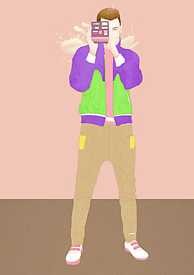 전신 PSD 모델 라이프스타일 패션 남자 벽 맨라이프 포즈 일러스트 한명 서기 사람 성인 라이프 캐주얼 카메라 촬영 페인트칠 그림 폴라로이드 남자만 남자한명만 성인남자만 성인만 국내일러스트 1 옷 모션 페인팅 생활 전자제품 파일형식