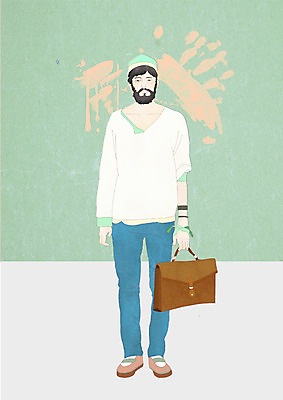 전신 PSD 모델 모자 라이프스타일 잡화 패션 남자 벽 맨라이프 포즈 가방 일러스트 수염 한명 서기 사람 성인 라이프 캐주얼 페인트칠 그림 남자만 남자한명만 성인남자만 성인만 국내일러스트 1 옷 모션 페인팅 생활 파일형식