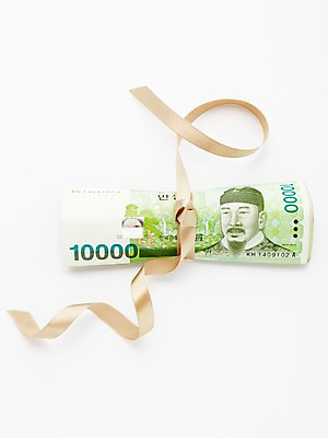 포토 JPG 스튜디오촬영 리본 줄 백그라운드 지폐 돈 포장 실내 선물 사람없음 끈 만원 오브젝트 매듭 리본백그라운드 국내포토 내부 재산 파일형식