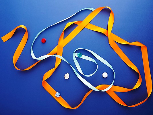 포토 JPG 스튜디오촬영 모양 리본 줄 하늘색 백그라운드 실내 사람없음 장식 장미 노란색 끈 오브젝트 리본백그라운드 국내포토 꽃 컬러 내부 파란색 파일형식