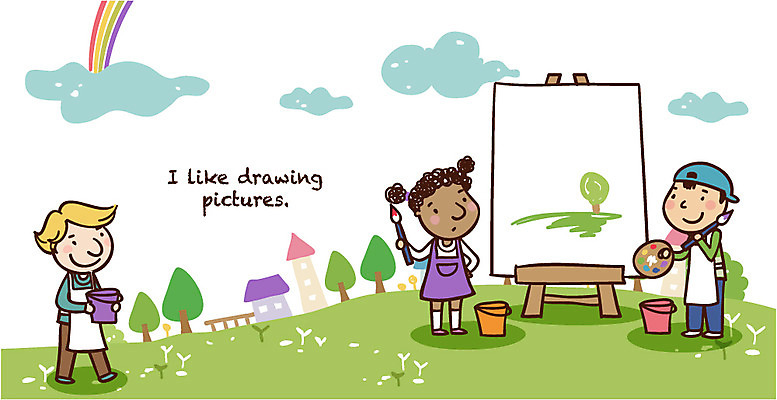 EPS 전신 나무 식물 구름 학생 라이프스타일 영어 여자 어린이교육 교육 남자 어린이라이프 초등학생 어린이 무지개 일러스트 하늘 주택 서기 미소 웃음 사람 소녀 소년 초원 건물 세명 친구 붓 그리기 팔레트 물통 이젤 그림 다문화 캔버스 다인종 미술교육 그림붓 어린이만 국내일러스트 자연요소 문자 건축물 관계 모션 표정 미술 인종 생활 미술도구 사회이슈 파일형식 벡터