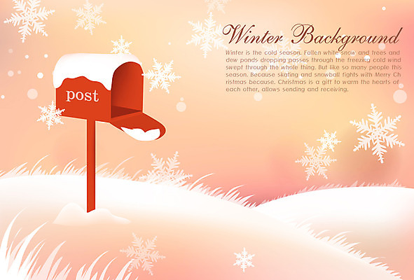 EPS 식물 문양 계절 백그라운드 겨울 무늬 일러스트 자연 눈꽃 풍경 초원 사람없음 우체통 눈 풀 겨울배경 국내일러스트 자연요소 날씨 눈_날씨 생태계 파일형식 벡터