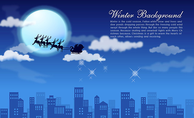 EPS 구름 계절 실루엣 별 백그라운드 겨울 일러스트 자연 하늘 풍경 빌딩 건물 산타클로스 루돌프 달 도시 썰매 겨울배경 국내일러스트 자연요소 건축물 크리스마스 사슴 촬영기법 생태계 파일형식 벡터