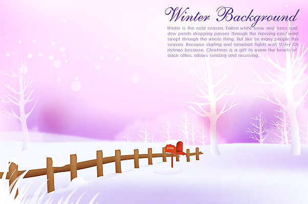 EPS 나무 식물 계절 백그라운드 겨울 일러스트 자연 풍경 사람없음 울타리 설원 우체통 눈 겨울배경 국내일러스트 자연요소 날씨 눈_날씨 담장 생태계 파일형식 벡터