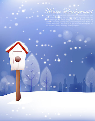 EPS 나무 식물 계절 실루엣 백그라운드 겨울 일러스트 자연 풍경 사람없음 건물 우체통 눈 겨울배경 국내일러스트 자연요소 건축물 날씨 촬영기법 생태계 파일형식 벡터