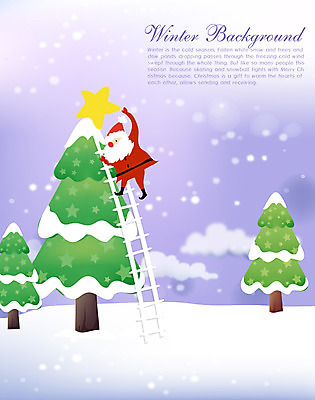 EPS 나무 계절 별 백그라운드 크리스마스 겨울 일러스트 사다리 자연 한명 풍경 장식 크리스마스트리 산타클로스 눈 겨울배경 국내일러스트 자연요소 식물 1 기념일 날씨 사람 도구 생태계 파일형식 벡터