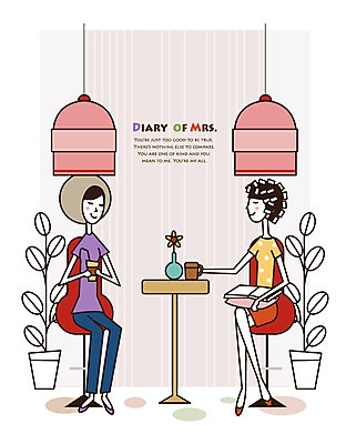 EPS 전신 라이프스타일 여자 화분 커피 쿠션 의자 일러스트 미소 웃음 사람 앉기 성인 두명 라이프 30대 머리카락 꽃병 파마 잡지 미용실 주부 미시라이프 헤어관리 주부라이프 여자만 성인여자만 장년만 장년여자만 성인만 국내일러스트 헤어스타일 꽃 음료 가구 모션 표정 생활 간행물 장년 뷰티 머리 뷰티샵 파일형식 벡터