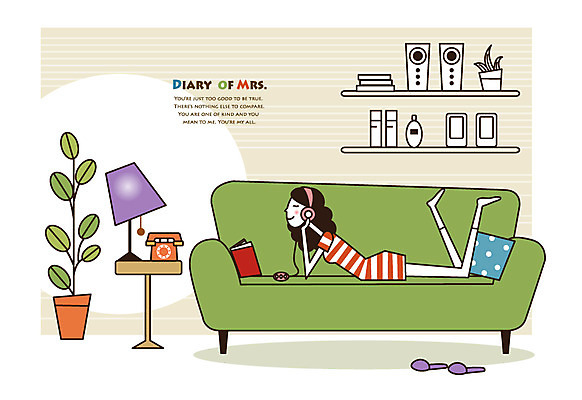 EPS 라이프스타일 여자 화분 엎드리기 액자 쿠션 일러스트 조명 선반 슬리퍼 한명 미소 웃음 사람 성인 라이프 책 30대 소파 독서 헤드폰 음악감상 스탠드 MP3 전화기 주부 오디오 미시라이프 주부라이프 여자만 여자한명만 성인여자만 성인한명만 성인여자한명만 장년만 장년여자만 장년여자한명만 성인만 국내일러스트 1 음향기기 가구 신발 의자 모션 표정 생활 장년 전자제품 감상 파일형식 벡터