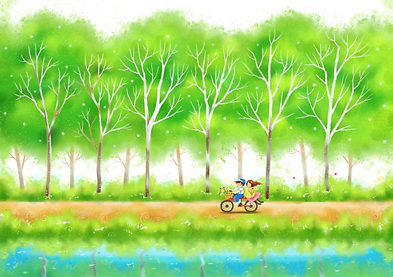 PSD 나무 식물 커플 사계절 계절 여자 남자 길 백그라운드 데이트 일러스트 자연 사람 풍경 소년 두명 여름 강 자전거 여름풍경 산책 숲 강가 가로수 계절백그라운드 국내일러스트 어린이 관계 휴식 바이크 생태계 파일형식 여름_계절