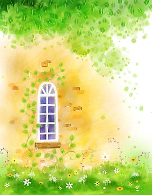 PSD 식물 사계절 계절 꽃 벽 백그라운드 꽃밭 일러스트 창문 자연 풍경 사람없음 건물 여름 여름풍경 풀 담쟁이덩굴 덩굴 창가 계절백그라운드 국내일러스트 건축물 생태계 파일형식 여름_계절