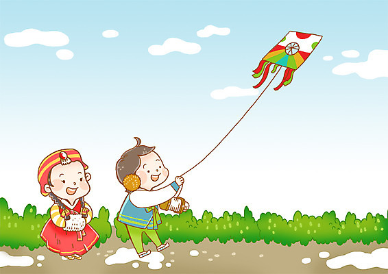 전신 PSD 구름 한국문화 한국전통 전통 여자 남자 전통문화 문화 어린이 일러스트 놀이 하늘 한국 서기 미소 웃음 사람 소녀 소년 두명 전통놀이 전통의상 한복 연날리기 방패연 어린이만 국내일러스트 자연요소 동양문화 아시아 모션 표정 연 파일형식