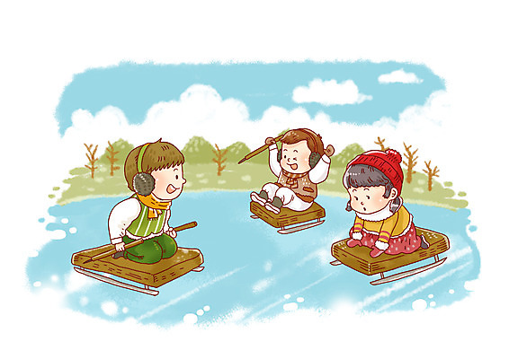 전신 PSD 한국문화 한국전통 전통 여자 남자 전통문화 문화 어린이 겨울 일러스트 한국 미소 웃음 사람 앉기 소녀 소년 세명 강 전통놀이 개울 썰매 썰매타기 얼음판 어린이만 국내일러스트 동양문화 계절 아시아 모션 놀이 표정 얼음 파일형식