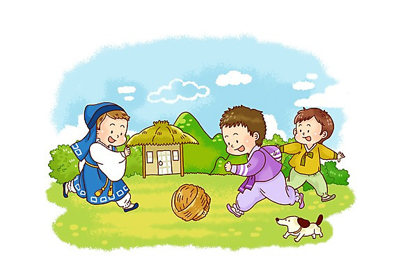 전신 PSD 동물 구름 한마리 한국문화 한국전통 전통 남자 전통문화 문화 일러스트 공 하늘 산 한국 초가집 서기 미소 웃음 사람 소년 초원 세명 반려동물 강아지 전통의상 한복 공놀이 공차기 남자만 국내일러스트 자연요소 1 동양문화 아시아 어린이 모션 놀이 한옥 표정 개 파일형식