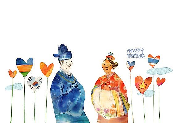 PSD 구름 여자 남자 신부 신랑 결혼 일러스트 희망프로젝트 사랑 미소 웃음 사람 성인 두명 희망 하트 사회 사회이슈 사회복지 복지 전통혼례 다문화가정 만국기 국제결혼 성인만 국내일러스트 자연요소 모양 한국전통 감정 컨셉 표정 이벤트 국기 전통의례 다문화 공동체 파일형식