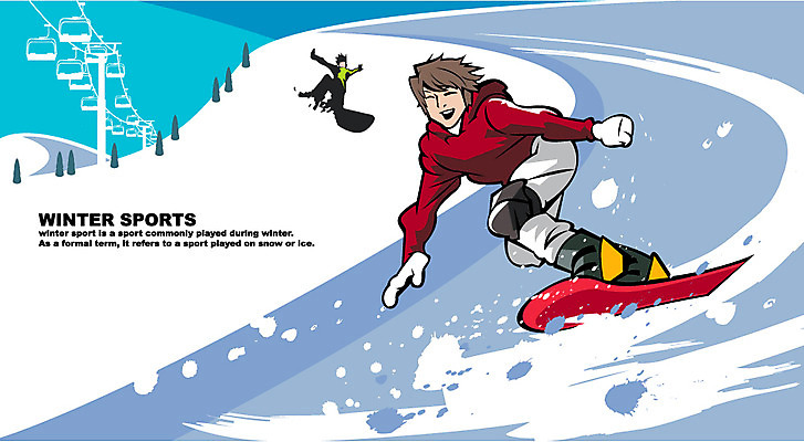 EPS 전신 계절 남자 스포츠 겨울 일러스트 자연 레저 겨울스포츠 서기 미소 웃음 사람 성인 두명 레포츠 설원 눈 스노우보드 역동적 리프트 남자만 성인남자만 성인만 국내일러스트 자연요소 컨셉 모션 날씨 눈_날씨 표정 보드_스포츠 생태계 파일형식 벡터