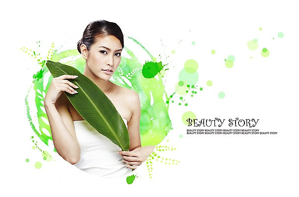 PSD 편집 편집이미지 여자 잎 나뭇잎 한명 사람 상반신 뷰티 여자만 여자한명만 이미지편집 식물 1 파일형식