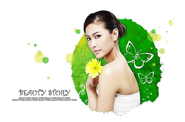 PSD 편집 편집이미지 여자 꽃잎 꽃 나비 한명 사람 상반신 뷰티 여자만 여자한명만 이미지편집 식물 1 곤충 파일형식