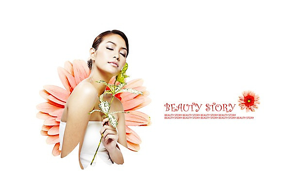 PSD 편집 편집이미지 여자 꽃잎 꽃 나뭇잎 한명 사람 상반신 뷰티 여자만 여자한명만 이미지편집 식물 1 잎 파일형식