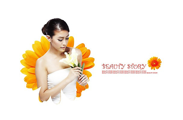 PSD 편집 편집이미지 여자 꽃잎 꽃 한명 사람 상반신 뷰티 여자만 여자한명만 이미지편집 식물 1 파일형식