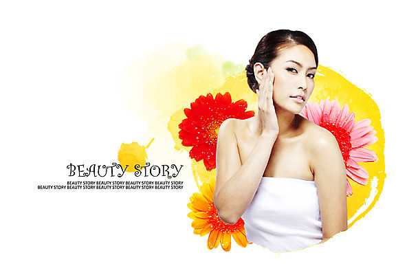 PSD 편집 편집이미지 여자 꽃잎 꽃 한명 사람 상반신 뷰티 여자만 여자한명만 이미지편집 식물 1 파일형식