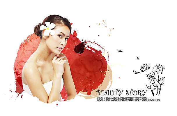 PSD 편집 편집이미지 여자 꽃잎 꽃 한명 사람 상반신 뷰티 여자만 여자한명만 이미지편집 식물 1 파일형식