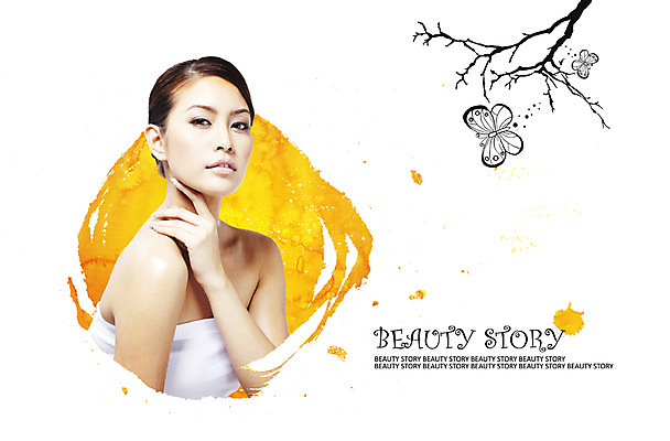 PSD 편집 편집이미지 여자 나비 한명 사람 상반신 뷰티 나뭇가지 여자만 여자한명만 이미지편집 나무 1 곤충 파일형식