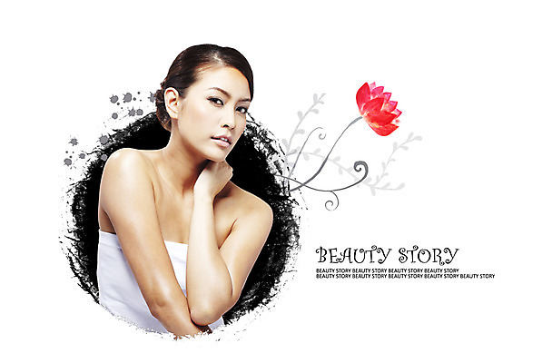 PSD 편집 편집이미지 여자 꽃잎 꽃 한명 사람 상반신 뷰티 여자만 여자한명만 이미지편집 식물 1 파일형식