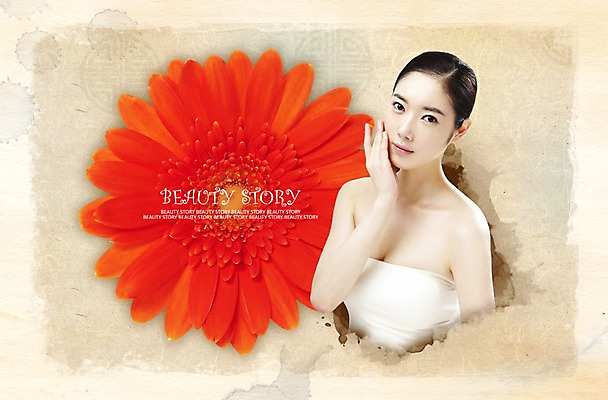 PSD 편집 편집이미지 여자 꽃잎 꽃 백그라운드 한명 사람 상반신 뷰티 여자만 여자한명만 이미지편집 식물 1 파일형식